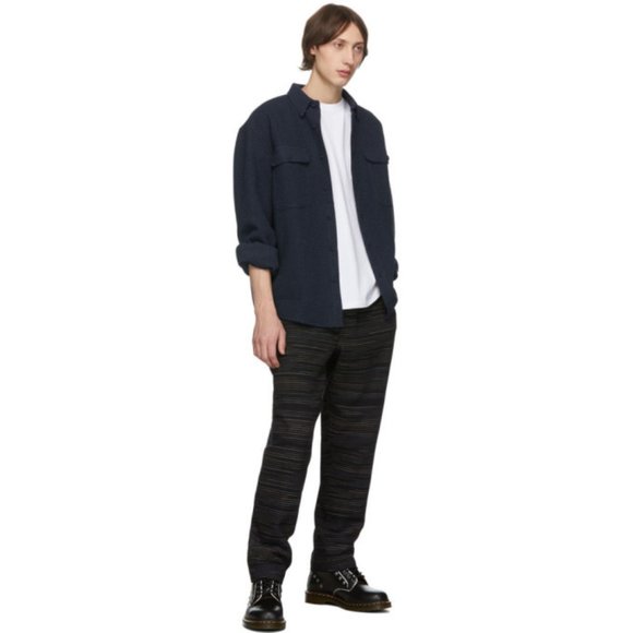 Schnaydermans Navy Wool Waffle Boxy Shirt Jacket - Picture 3 of 8